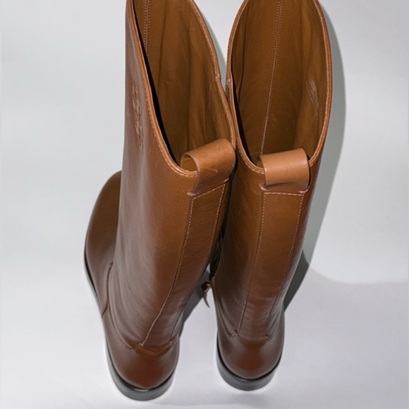 New TORY BURCH The Riding Boot Milano Mezzo Calf Brown Leather Women’ Size 6.5 - Picture 3 of 10
